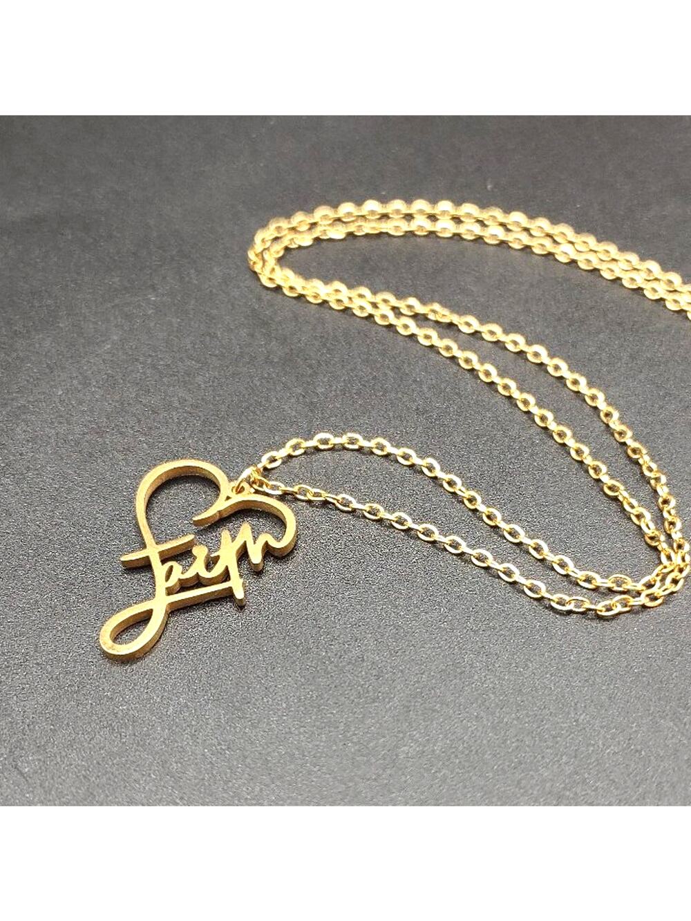 Gold Plated Necklace w/ Heart Faith Pendant Anniversary Birthday Faith Gift